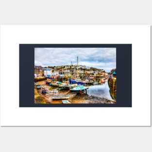 Mevagissey Harbour Fishing Boats, Cornwall, UK Posters and Art